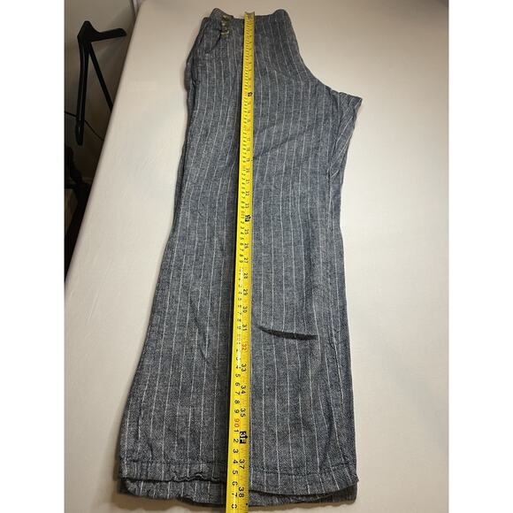 Zac & Rachel Linen Blend Lounge Crop Pants With Pockets Denim Color Sz Large - Picture 5 of 8